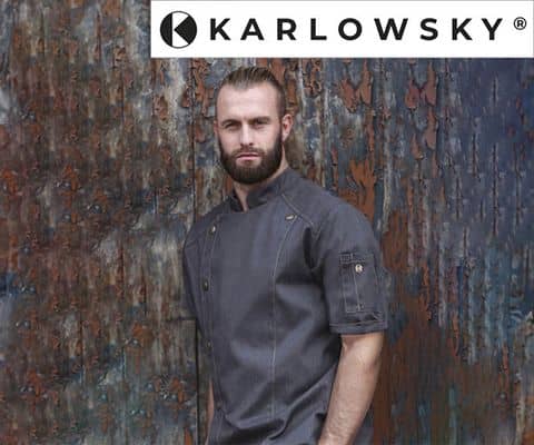 KARLOWSKY | Kurzarm Kochjacken Jeans-Style