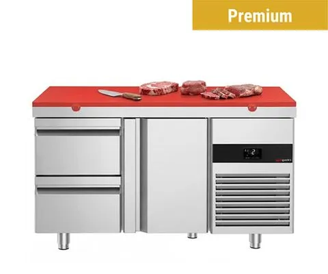 Kühltische mit Schneideplatte Rot