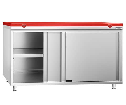 Arbeitsschrank mit Schneideplatte Rot