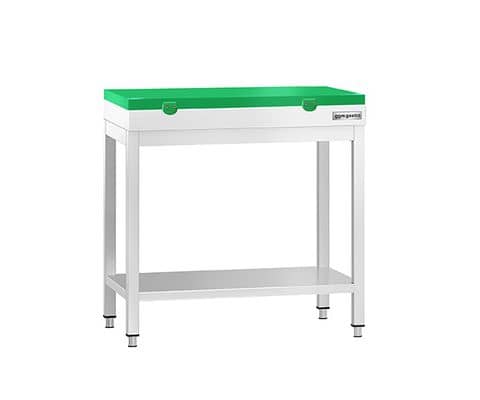 Arbeitstisch mit grüner Schneideplatte 600 tief
