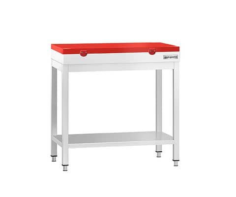 Arbeitstisch mit roter Schneideplatte 600 tief