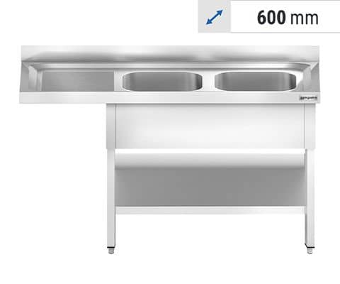Spülmaschinentische 2 Becken - Tiefe 600 mm