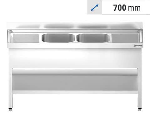 Spültische 2 Becken mittig - Tiefe 700 mm